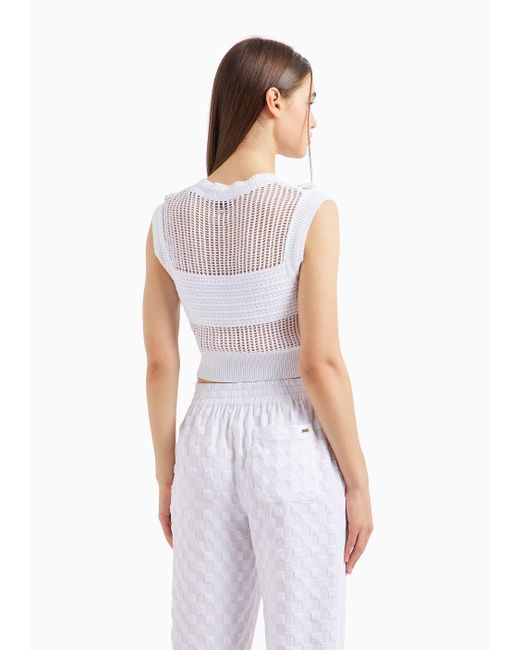 Armani Exchange White Maxi-striped Cotton Knit Top