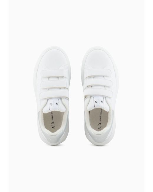 Armani Exchange White Sneakers With High Sole And Tears
