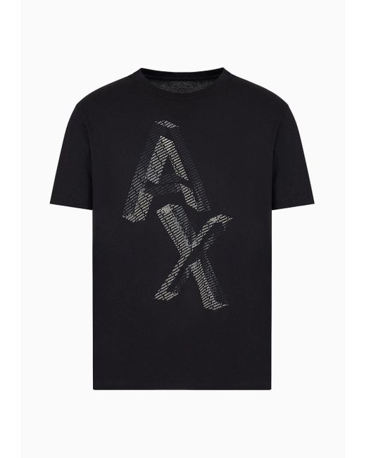 T-shirt In Jersey Di Cotone Pima Con Maxi Stampa Logo di Armani Exchange in Black da Uomo