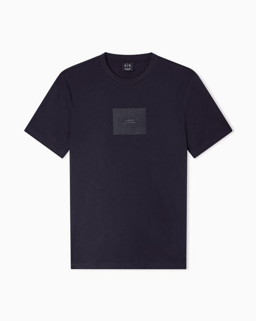 ARMANI EXCHANGE Blue Regular Fit Cotton T-Shirt for men