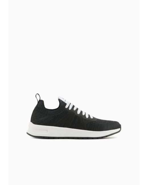 Armani Exchange Black Fabric Sneakers With Mesh Inserts for men