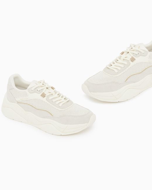 ARMANI EXCHANGE White Technical Fabric Sneakers