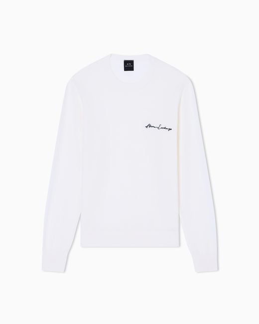 ARMANI EXCHANGE White Crew Neck Sweater for men
