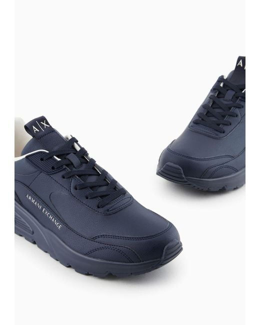 Armani Exchange Blue Sneakers With Maxi Sole And Logo for men