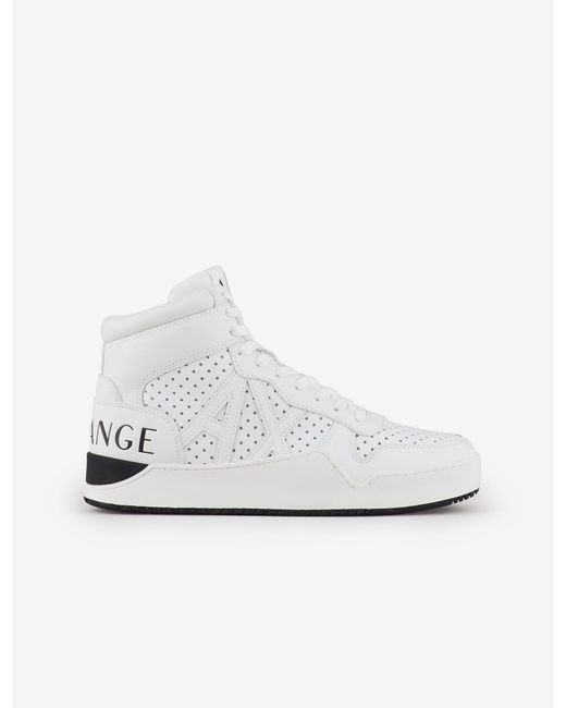 Armani Exchange Leather High-top Sneakers in White for Men | Lyst