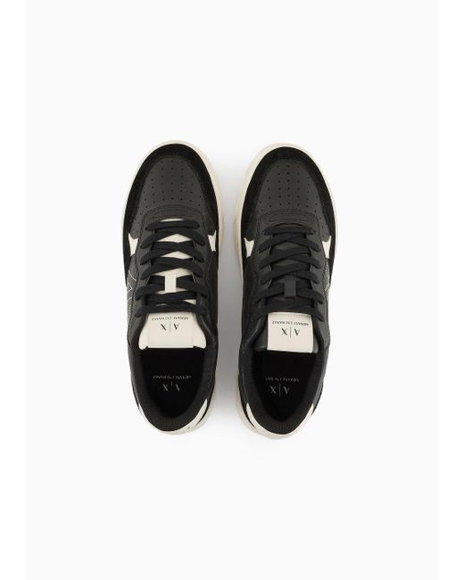 Sneakers In Tessuto Tecnico E Suede di Armani Exchange in Black da Uomo