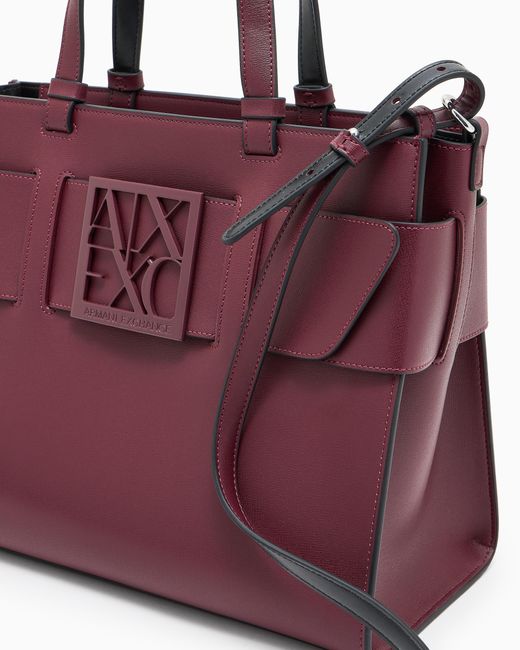 Bolso Tote Grande Con Doble Asa Y Bandolera ARMANI EXCHANGE de color Purple