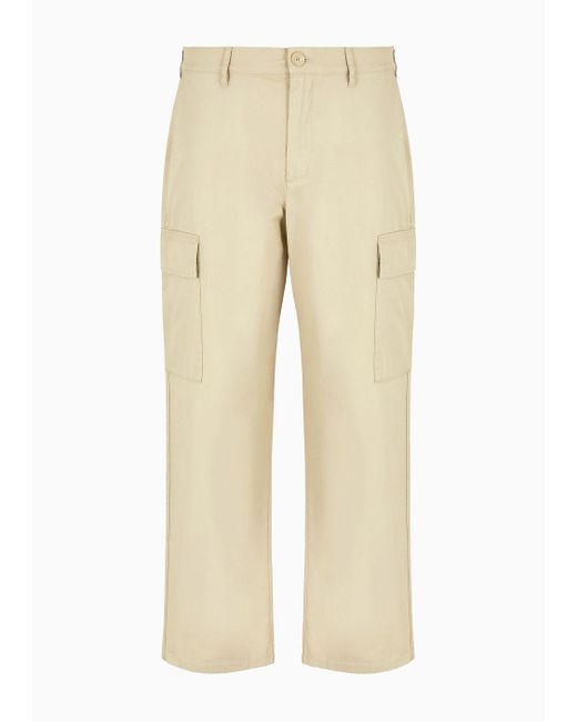 Armani Exchange Natural Loose Fit Gabardine Trousers With Zip for men