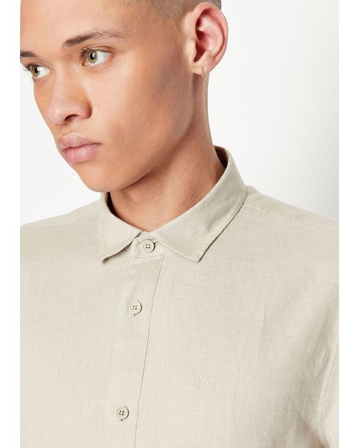 Armani Exchange Natural Regular Fit Linen Shirt for men