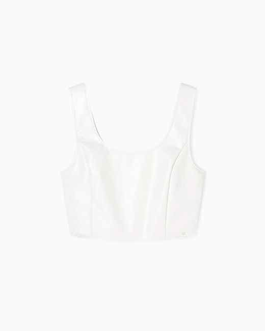 ARMANI EXCHANGE White One-Shoulder Gloss Vinyl Top