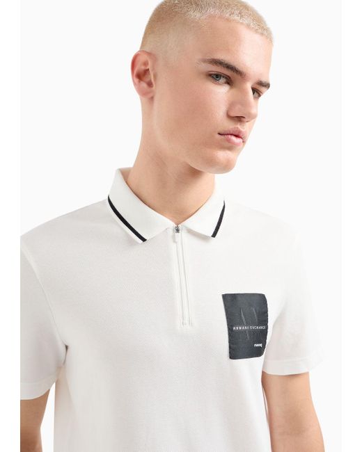 Armani Exchange Gray Regular Fit Polo Shirt In Asv Organic Cotton for men