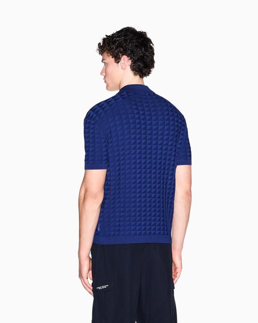 ARMANI EXCHANGE Blue Regular Fit Knit Polo for men