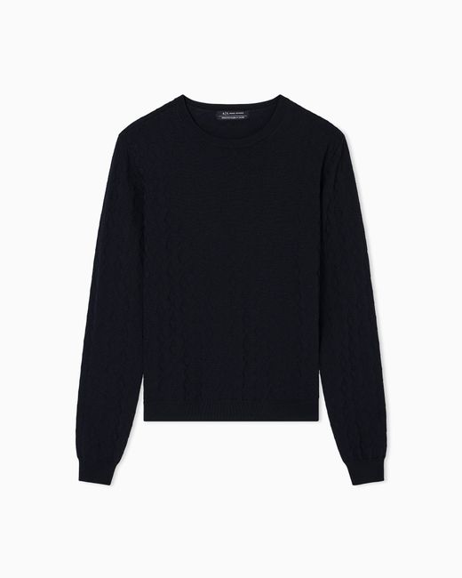 ARMANI EXCHANGE Blue Jacquard Sweater With Diamond Logo