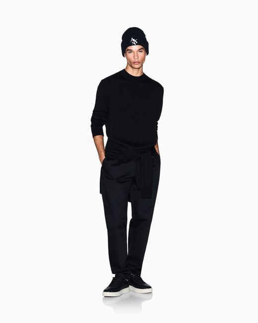 Pull Col Rond En Laine Et Coton ARMANI EXCHANGE pour homme en coloris Black