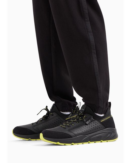 Pantaloni Jogger Mix Mag In Cotone Organico Asv di Armani Exchange in Black da Uomo