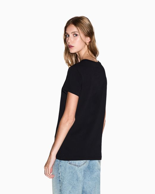 ARMANI EXCHANGE Black Jersey T-Shirt With A Crew Neck Essential Logo Signature