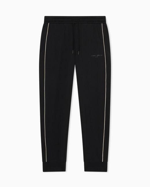 ARMANI EXCHANGE Black Interlock Trousers for men