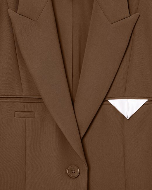 ARMANI EXCHANGE Brown Single-Breasted Oversized Jacket With Pocket Square