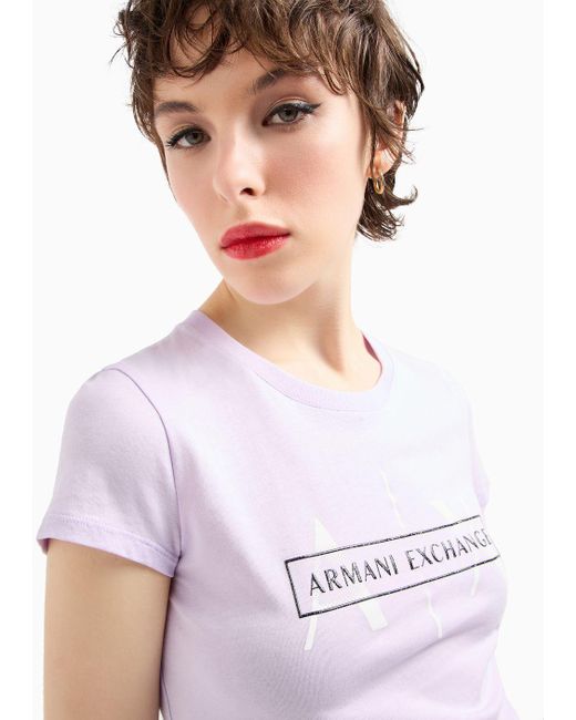 T-shirt Slim Fit In Cotone Organico Asv di Armani Exchange in White