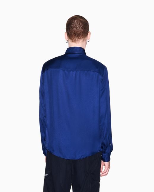 ARMANI EXCHANGE Blue Oversized Shirt for men