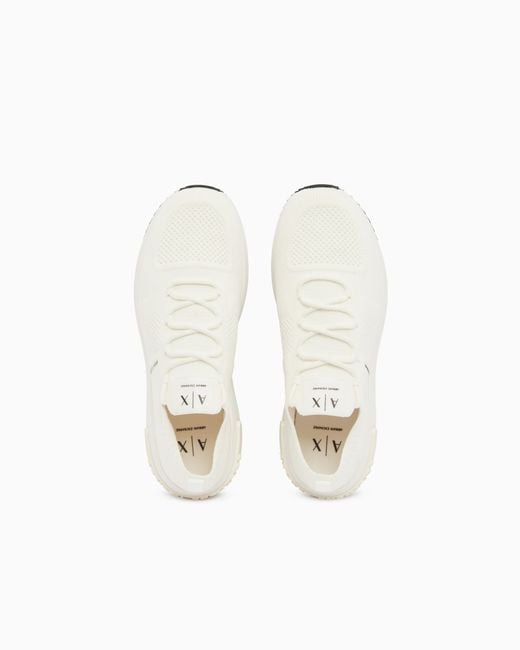 ARMANI EXCHANGE White Technical Fabric Sneakers for men
