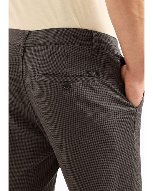 Armani Exchange Gray Chino Trousers In Cotton Gabardine for men