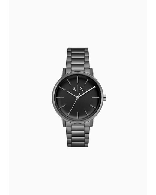 Armani Exchange Black Three-hand Gunmetal Stainless Steel Watch for men