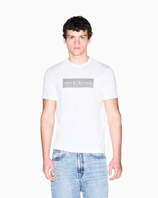 ARMANI EXCHANGE White Slim Fit Cotton T-Shirt for men