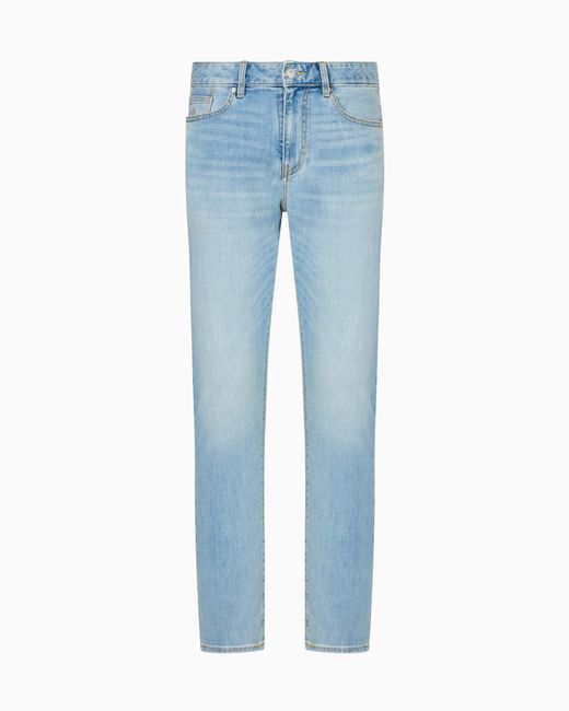 Vaqueros Ajustados J14 En Denim De Algodón Lavado A La Piedra ARMANI EXCHANGE de hombre de color Blue