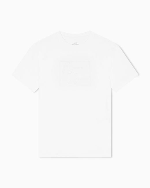 ARMANI EXCHANGE White Regular Fit T-Shirt With Embossed Logo for men