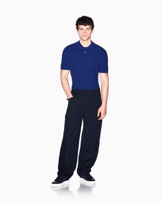 ARMANI EXCHANGE Blue Regular Fit Knit Polo for men