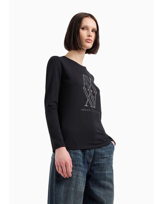 Armani Exchange Black Long Sleeves T-shirts