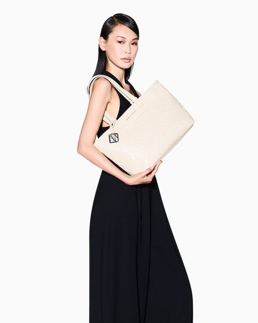 ARMANI EXCHANGE Natural Shopper Bag With Allover Logo