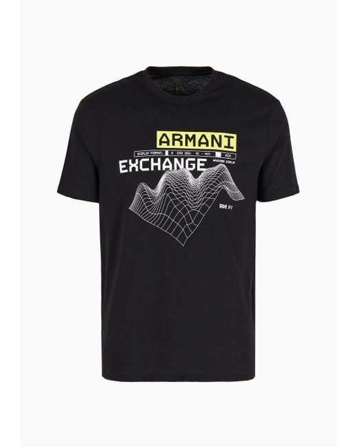 Armani Exchange Black Mix Mag Regular Fit T-shirt In Asv Organic Cotton for men