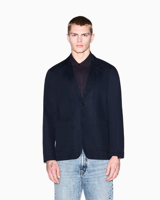 ARMANI EXCHANGE Blue Cotton Twill Jacket for men