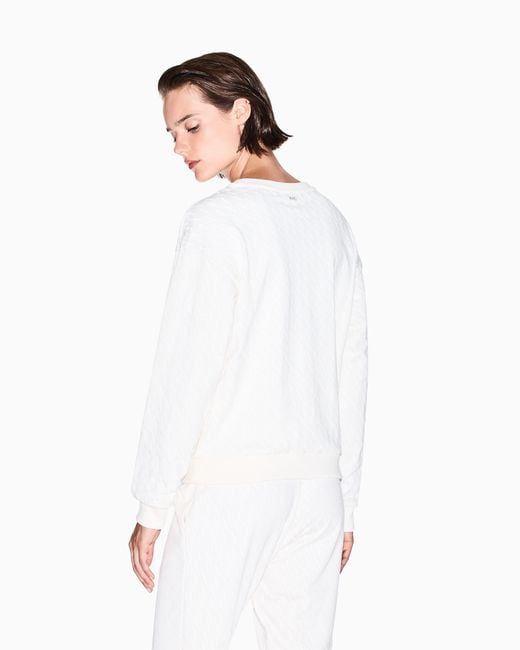 ARMANI EXCHANGE White Cotton Sweatshirt With Crew Neck Monogram