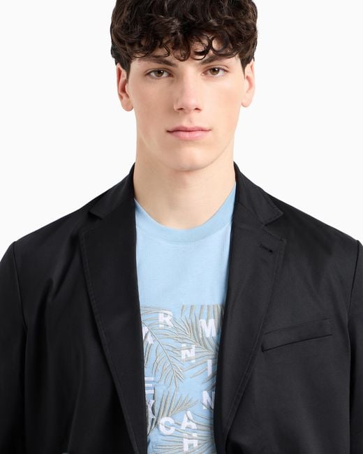ARMANI EXCHANGE Asv – T-Shirt Mit Normaler Passform Und Palmendruck in Blue für Herren