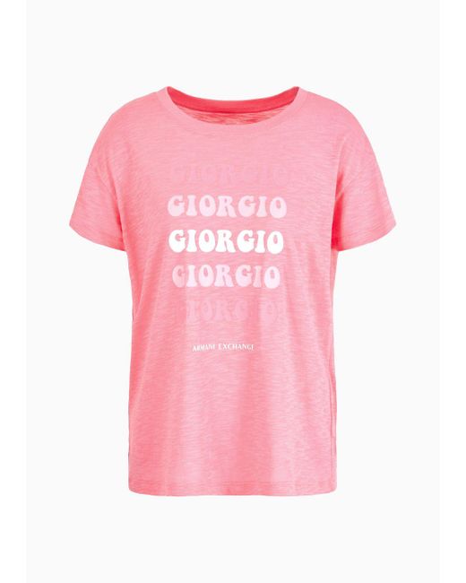 Armani Exchange Pink Relaxed Fit T-shirt In Asv Organic Cotton