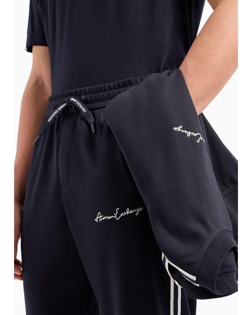 Armani Exchange Blue Signature Logo Jogger Trousers for men