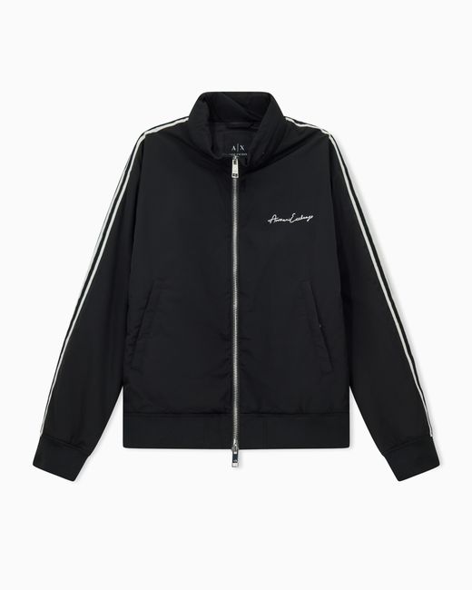 ARMANI EXCHANGE Black Contrasting Bands Jacket With Zip for men