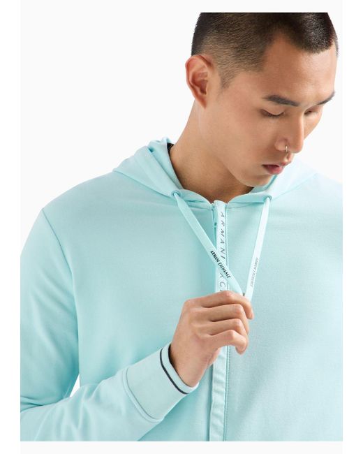 Armani Exchange Blue Zip Up Hooded Sweatshirt for men