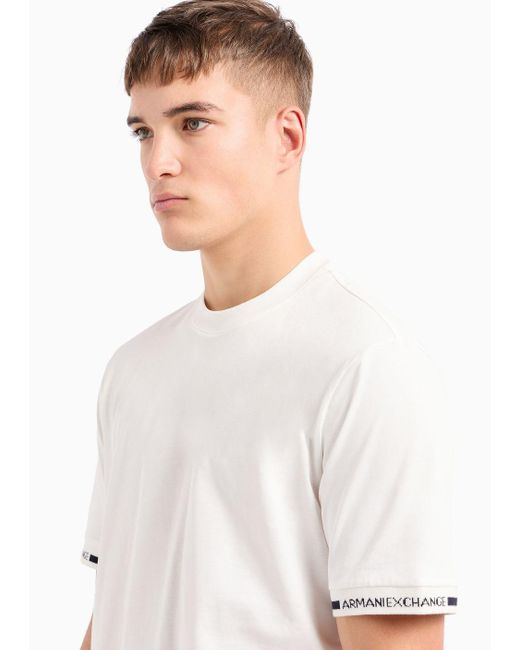 T-shirt Regular Fit Con Tape Logo di Armani Exchange in White da Uomo