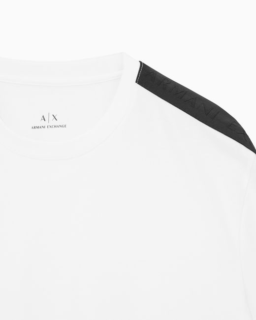 ARMANI EXCHANGE White Regular Fit Cotton T-Shirt With Embossed Logo Essential for men