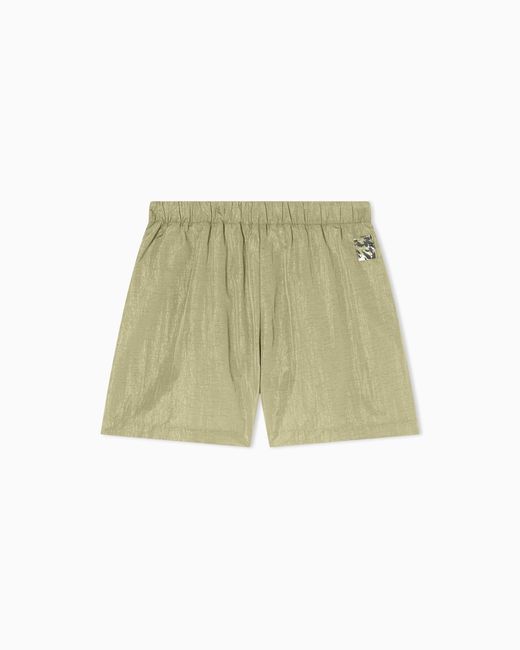 ARMANI EXCHANGE Green Shiny Nylon Shorts