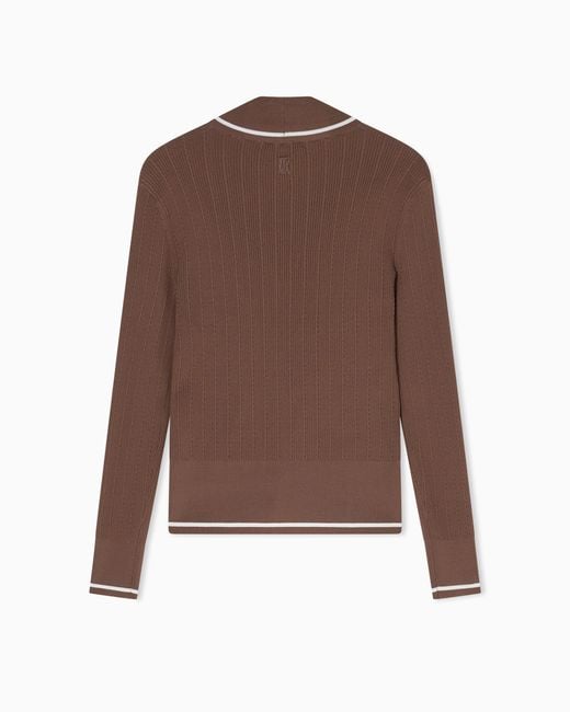ARMANI EXCHANGE Brown Recycled Viscose Pullover With Woven Detail