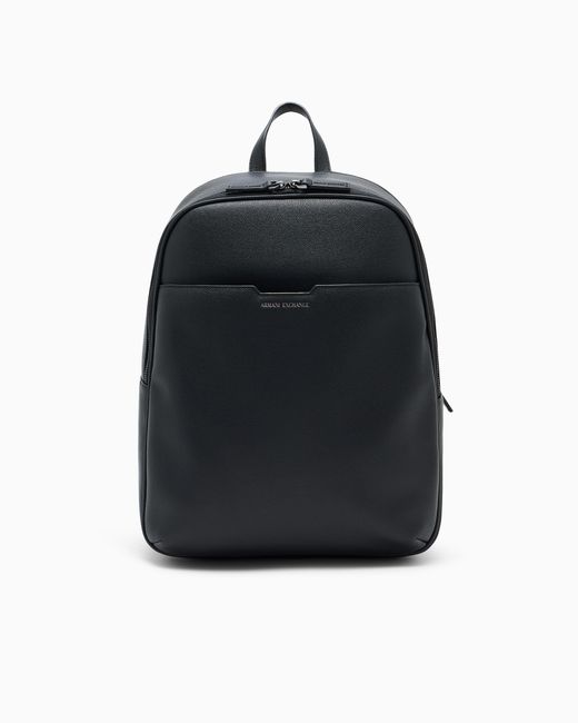 ARMANI EXCHANGE Black Minimalist Backpack With Adjustable Straps And Zip Closure for men