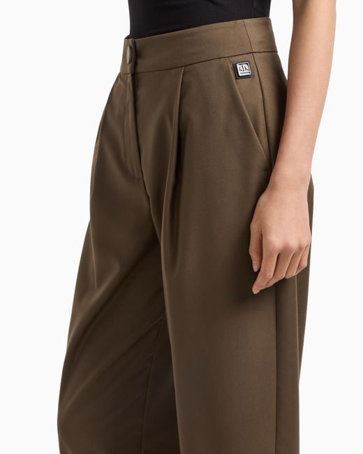 ARMANI EXCHANGE Brown Twill Pleated Trousers