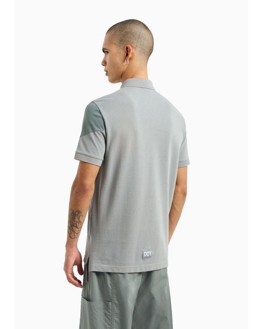 Armani Exchange Gray Regular Fit Polo Shirt In Color Block Piquet for men