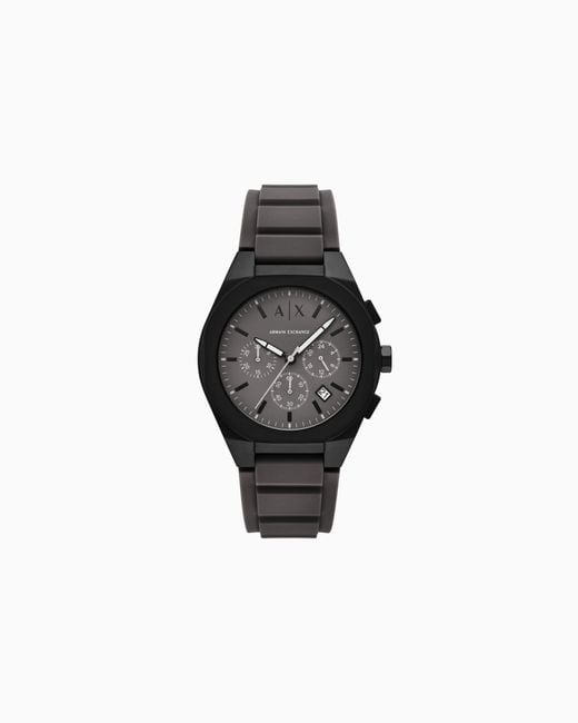 Reloj Cronógrafo Sync Con Correa De Silicona Gris ARMANI EXCHANGE de hombre de color Black