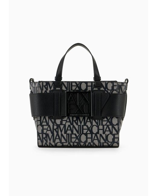 Armani Exchange Black Medium Tote Bag With Contrasting Detail